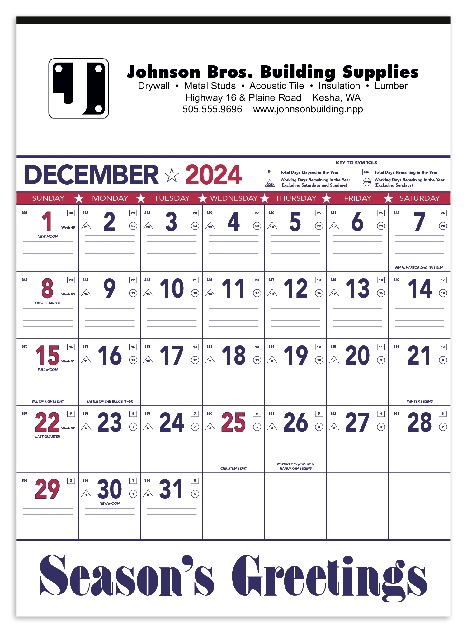 Triumph® Calendars Patriotic Contractor Memo Calendar 5