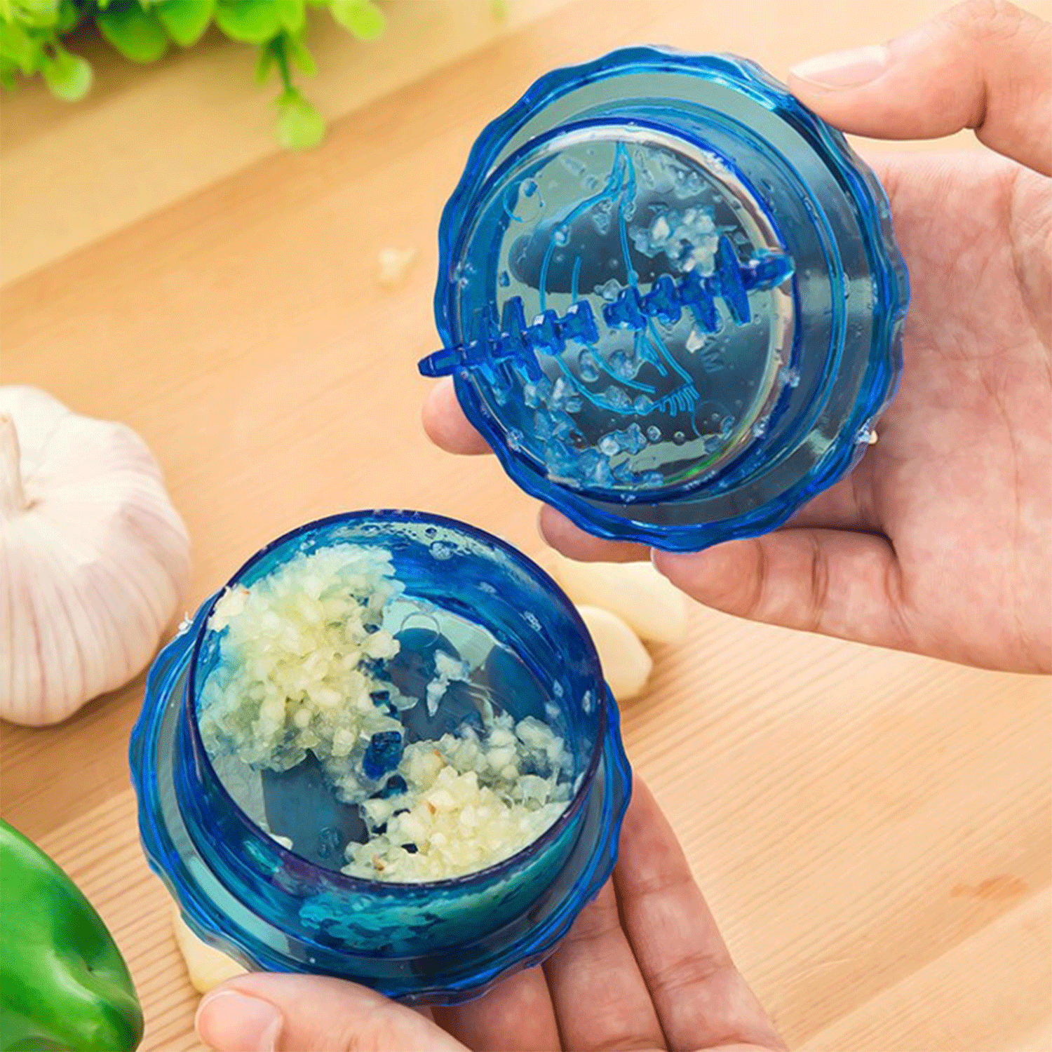plastic grinder manual rotary Garlic paste puree Press 4
