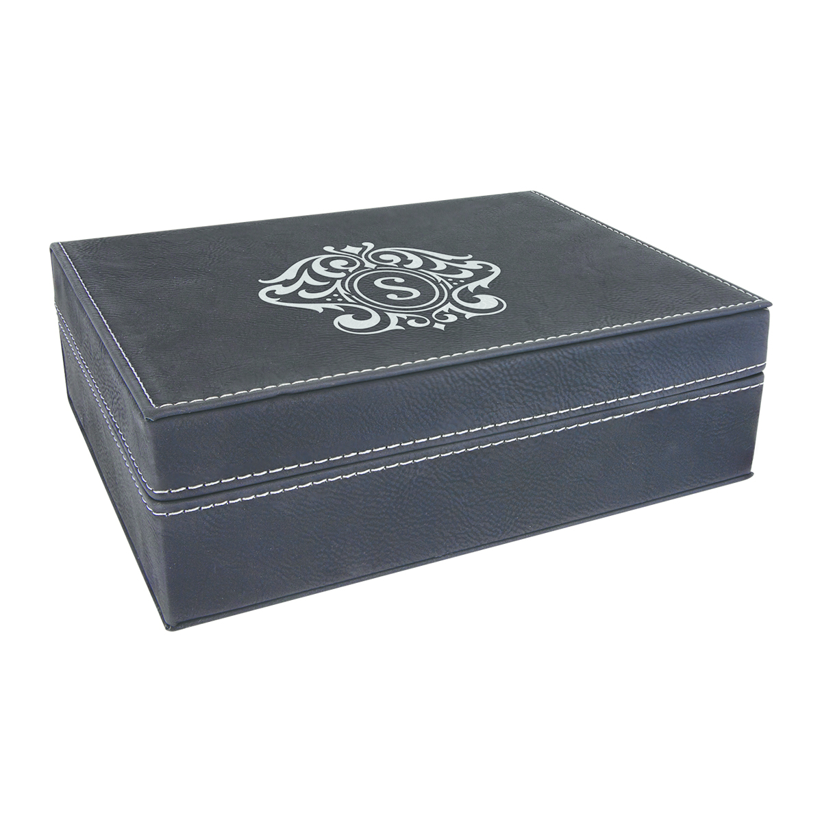 8" x 6 3/8" Black/Silver Leatherette Premium Gift Box