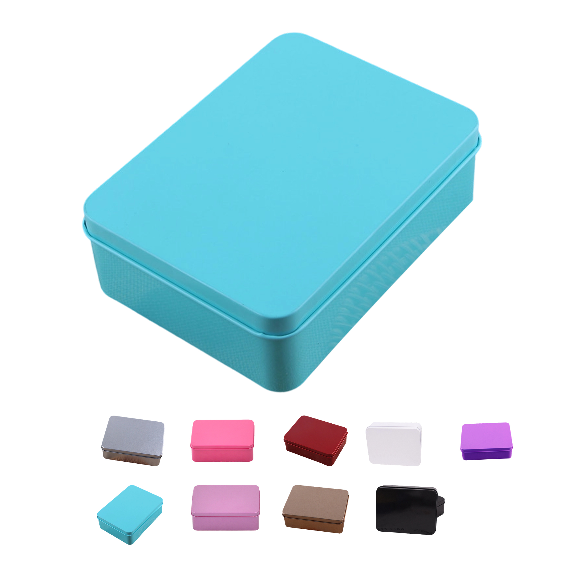 Tin Plated Steel Rectangle Storage Box With Smooth Edge Lid 4