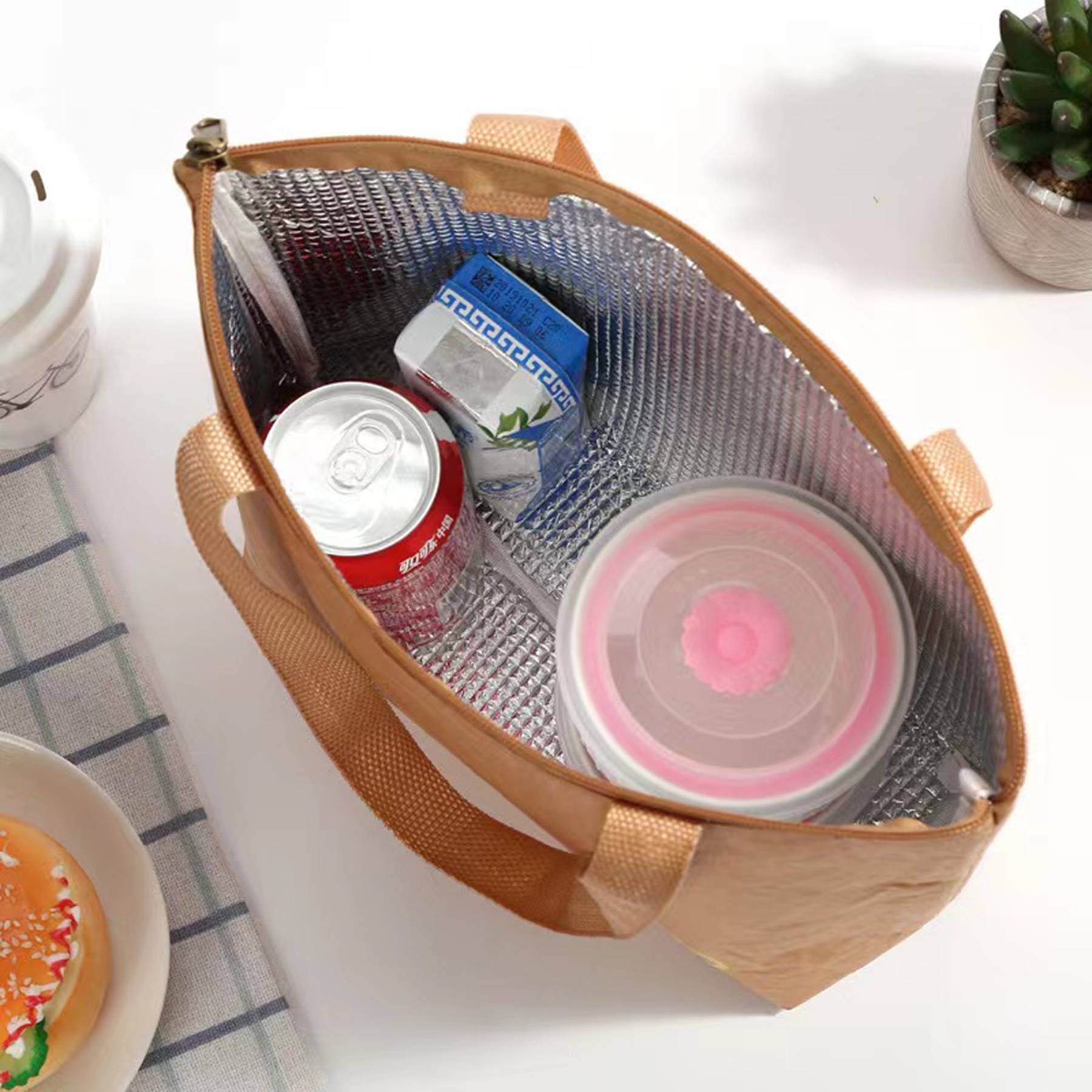 Outdoor Insulation Picnic Kraft Paper bento bag 2