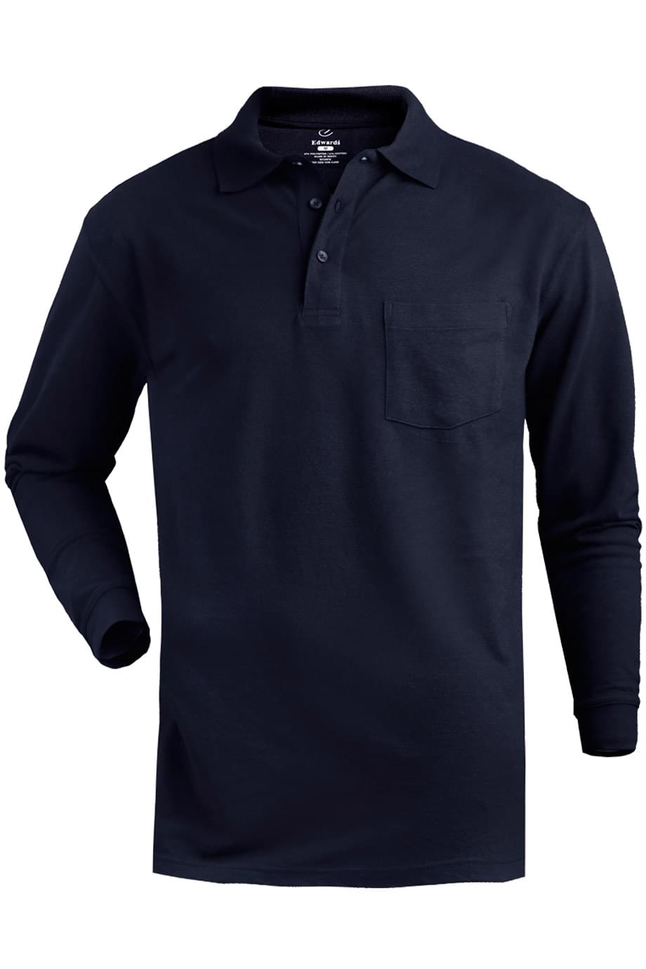Blended Pique Long Sleeve Polo With Pocket 3