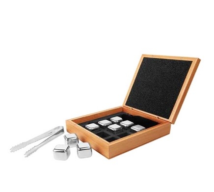 Stainless Steel Whiskey Stone W/ Bamboo Case