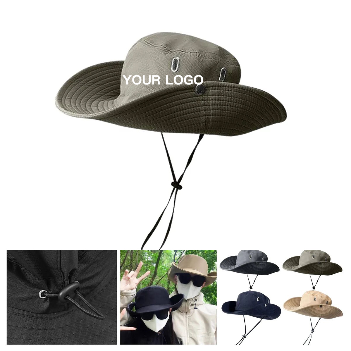 Adjustable Polyester Boonie Hat With Foldable Brim 1