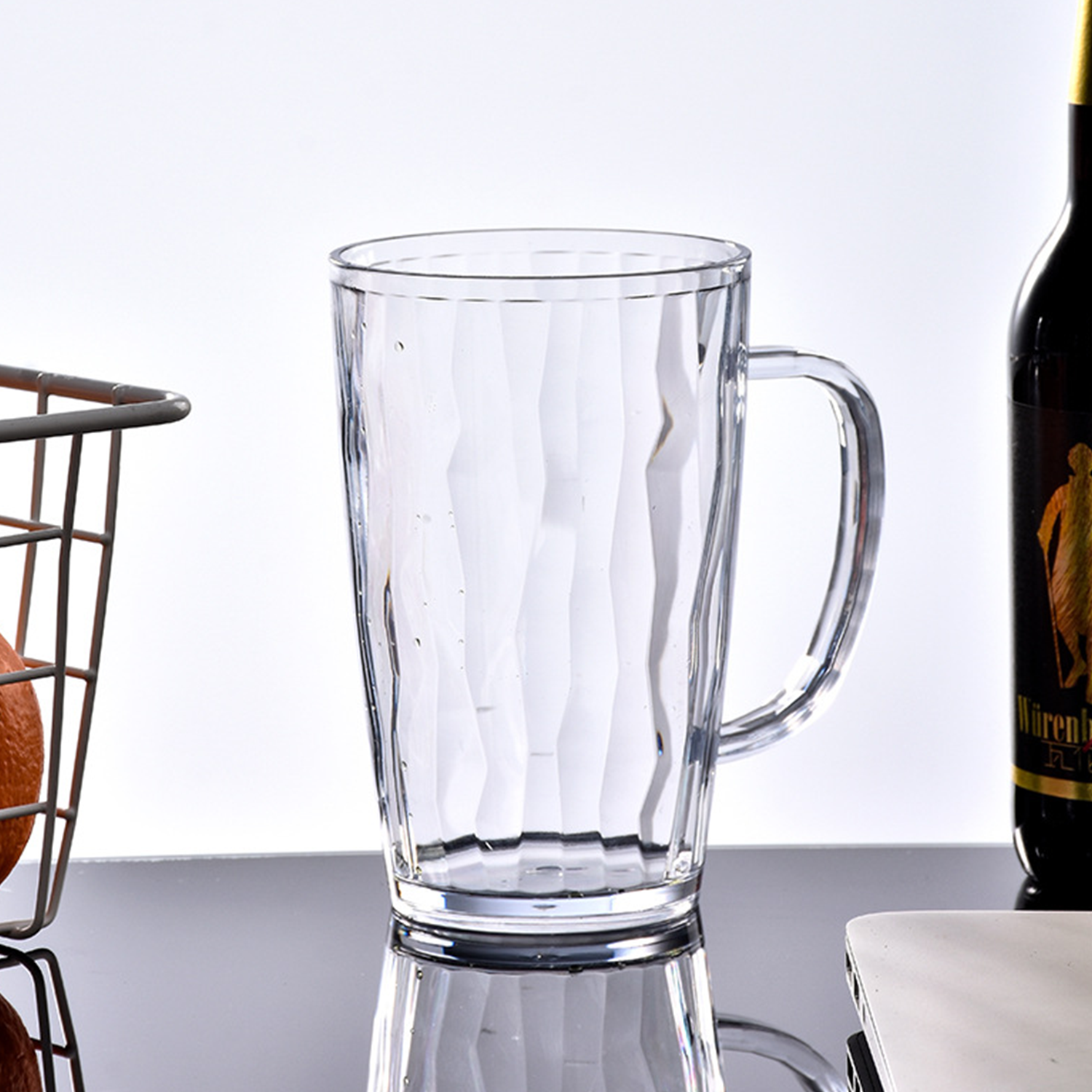 18oz Plastic Clear Beer Mug w/ Handle 7