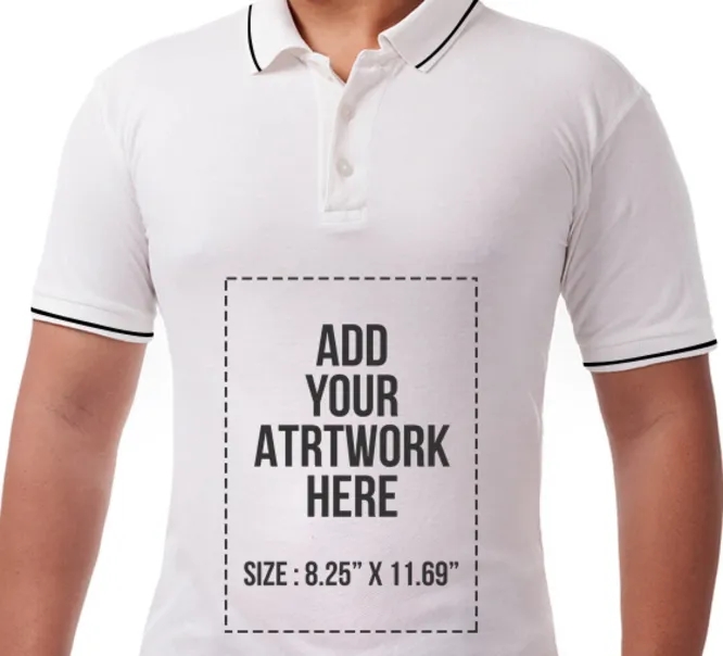 Men's White Polo Shirt - Printed 7
