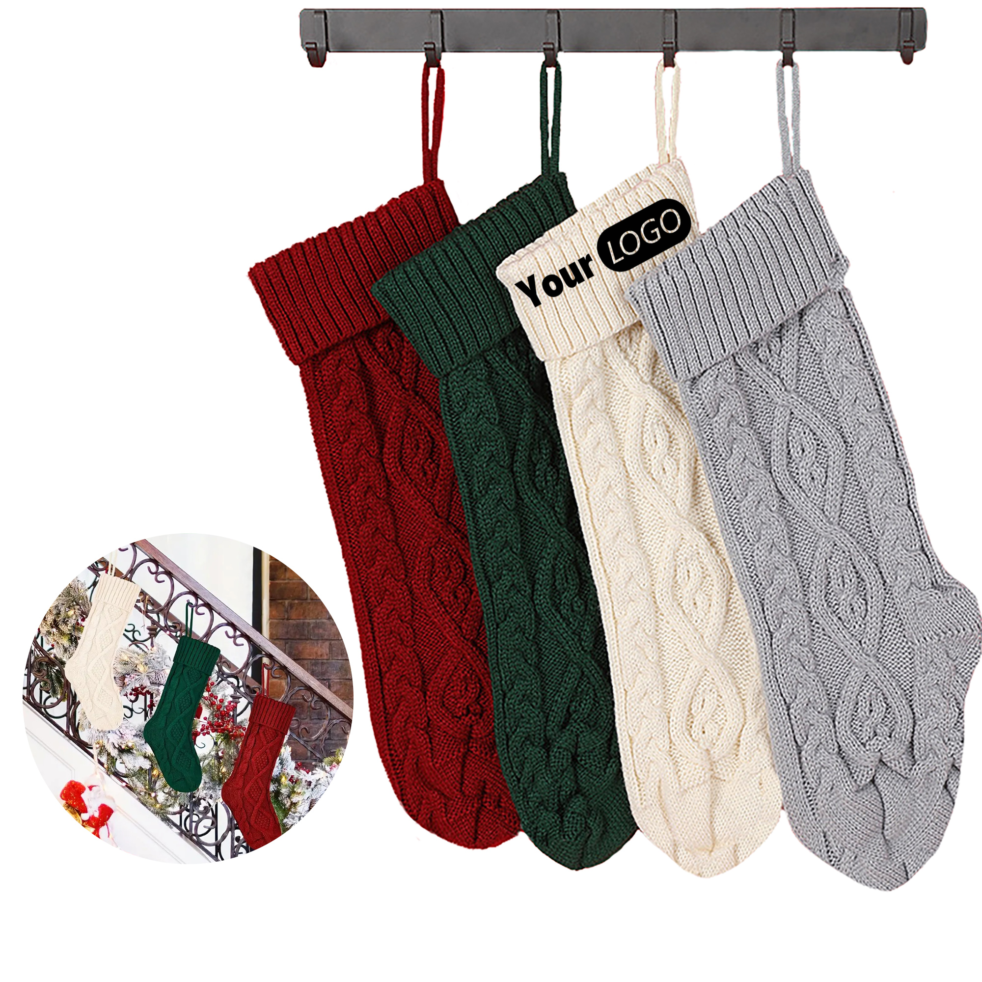 Christmas Knitted Acrylic Sock - Holiday Decor Stockings 1