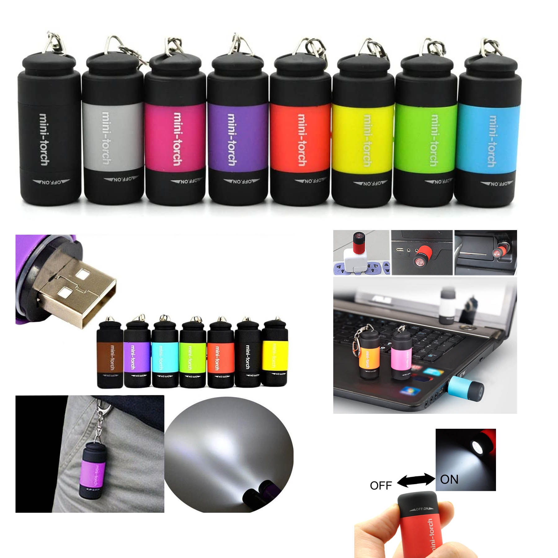 USB Rechargeable Small Pocket LED Keychain Flashlight 1