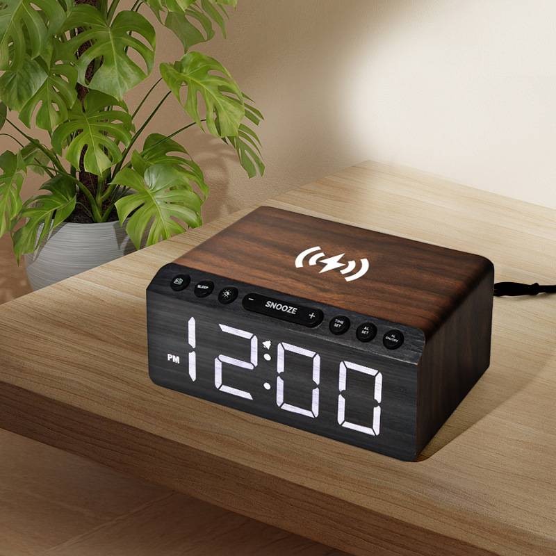 LED Display Alarm Clock Radio w/ Wireless Charging 4