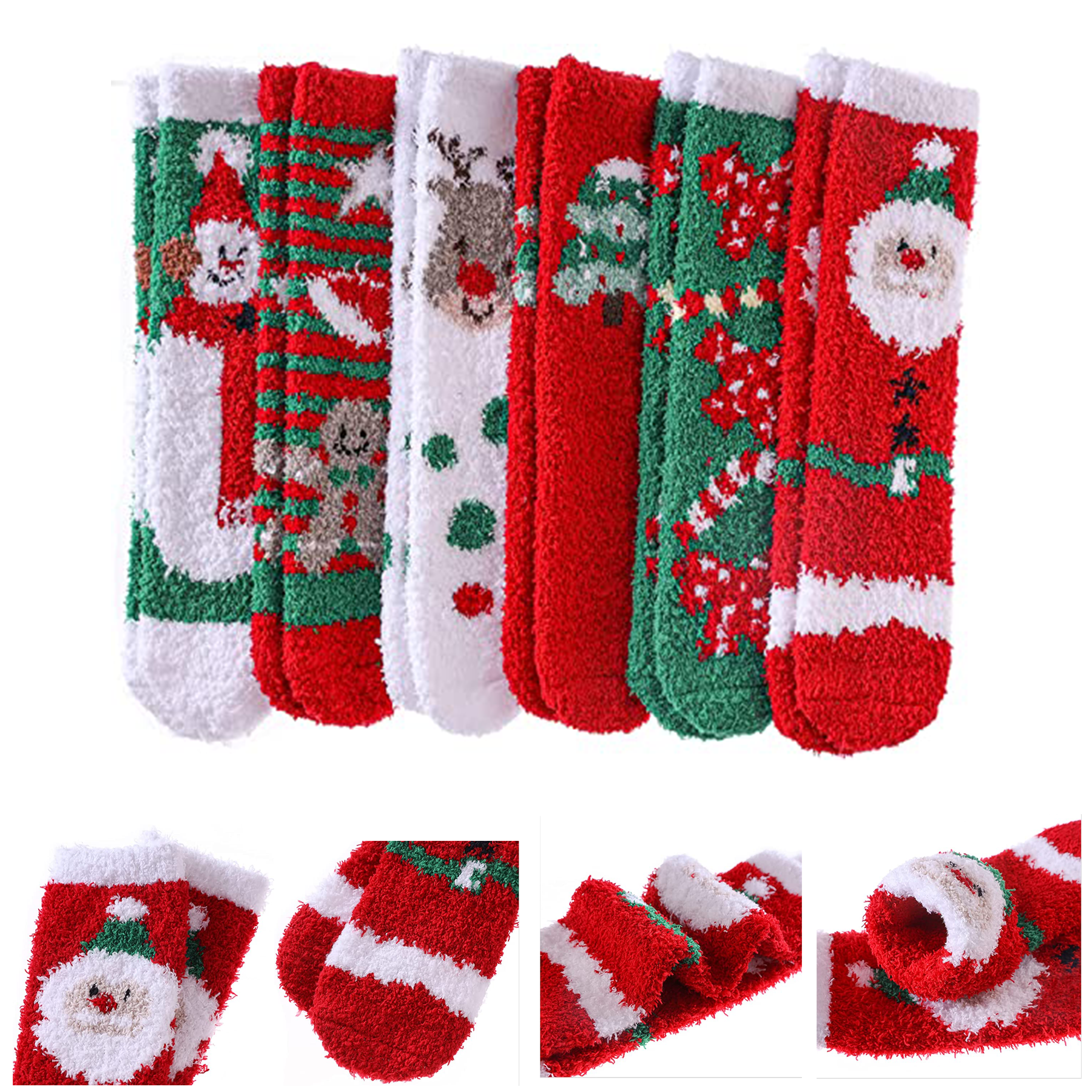 Santa Custom Fuzzy Feet Socks MOQ 100pairs 2