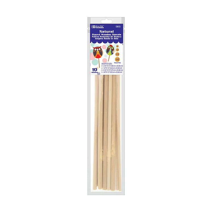 Round Wooden Dowels - 10 Pack Assorted Sizes 3