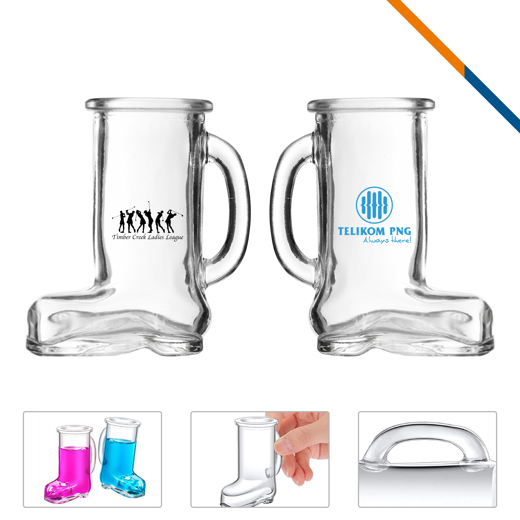 Brina Boot Shot Glasses, custom glassware with logo imprint 4
