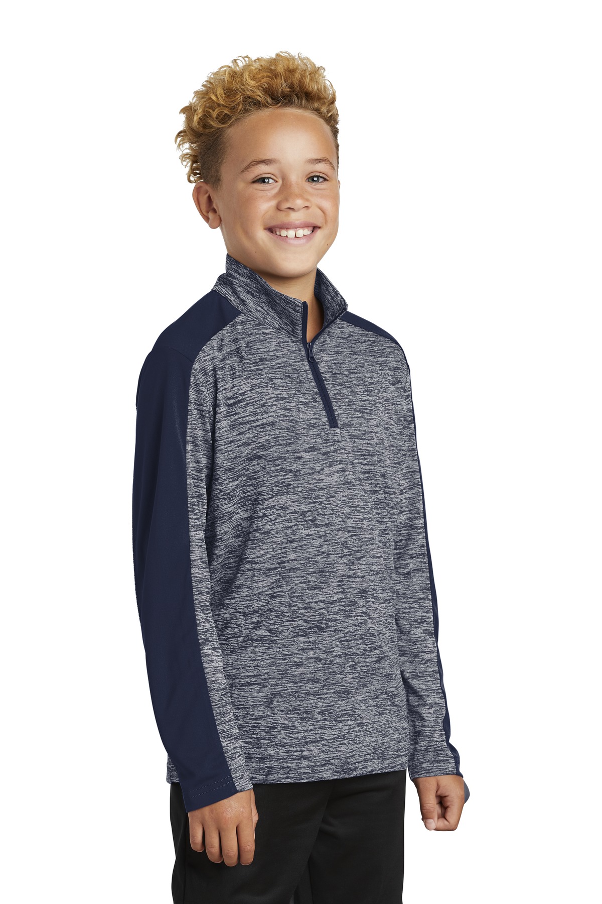Sport-Tek Youth PosiCharge Electric Heather Colorblock 1/4-Zip Pullover. YST397 7