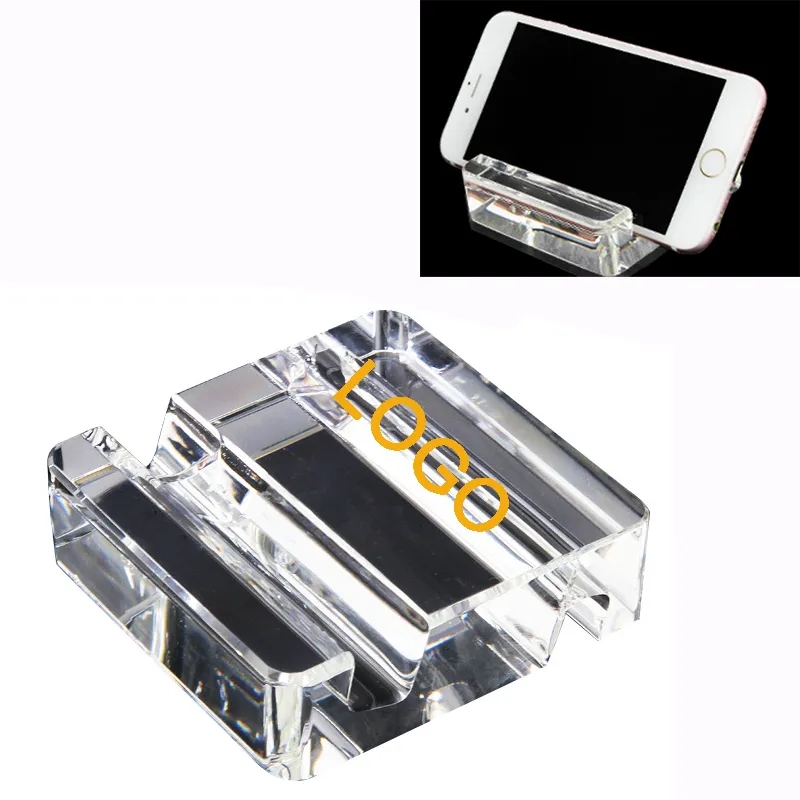 Square Crystal Phone Stand Paperweight 3