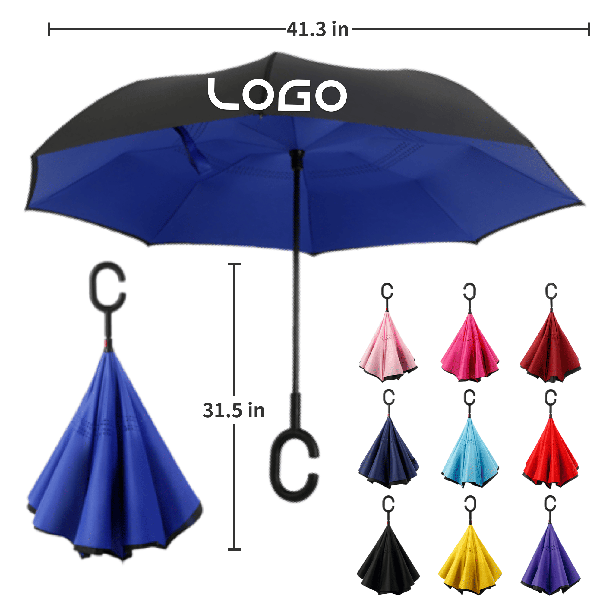 Hands-Free C-Handle Double-Layer Umbrella 2