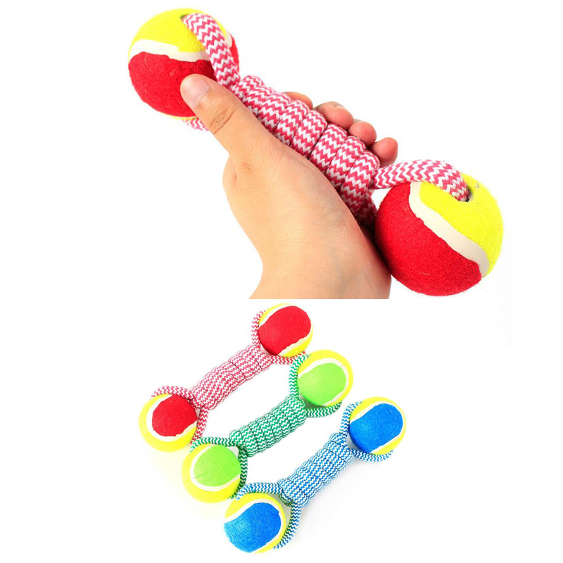 Pet Knot Rope Biting Toy with Tennis Ball 2