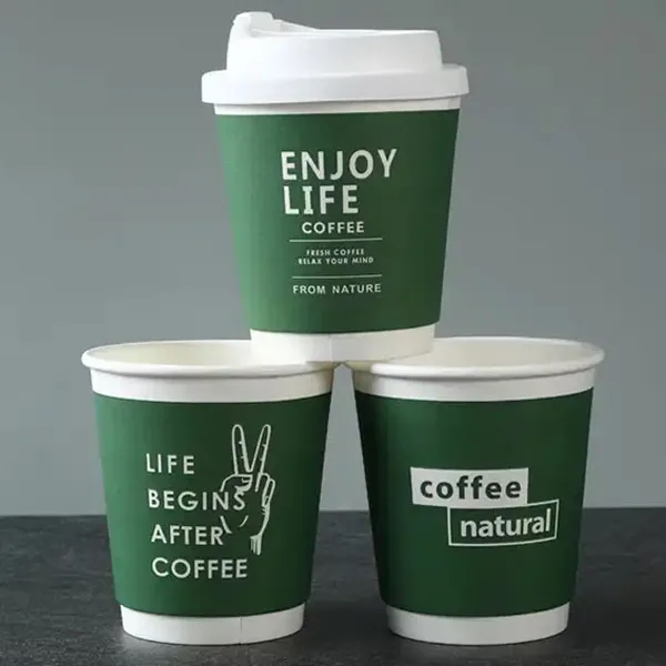 10 oz. Insulated Double Wall Paper Coffee Cup With Lid 2