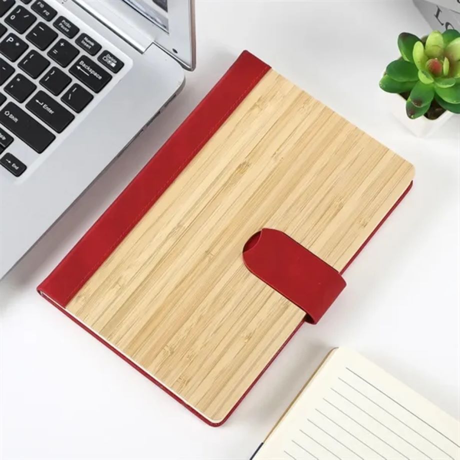 Bamboo Surface Magnetic Buckle Business Notebook 2