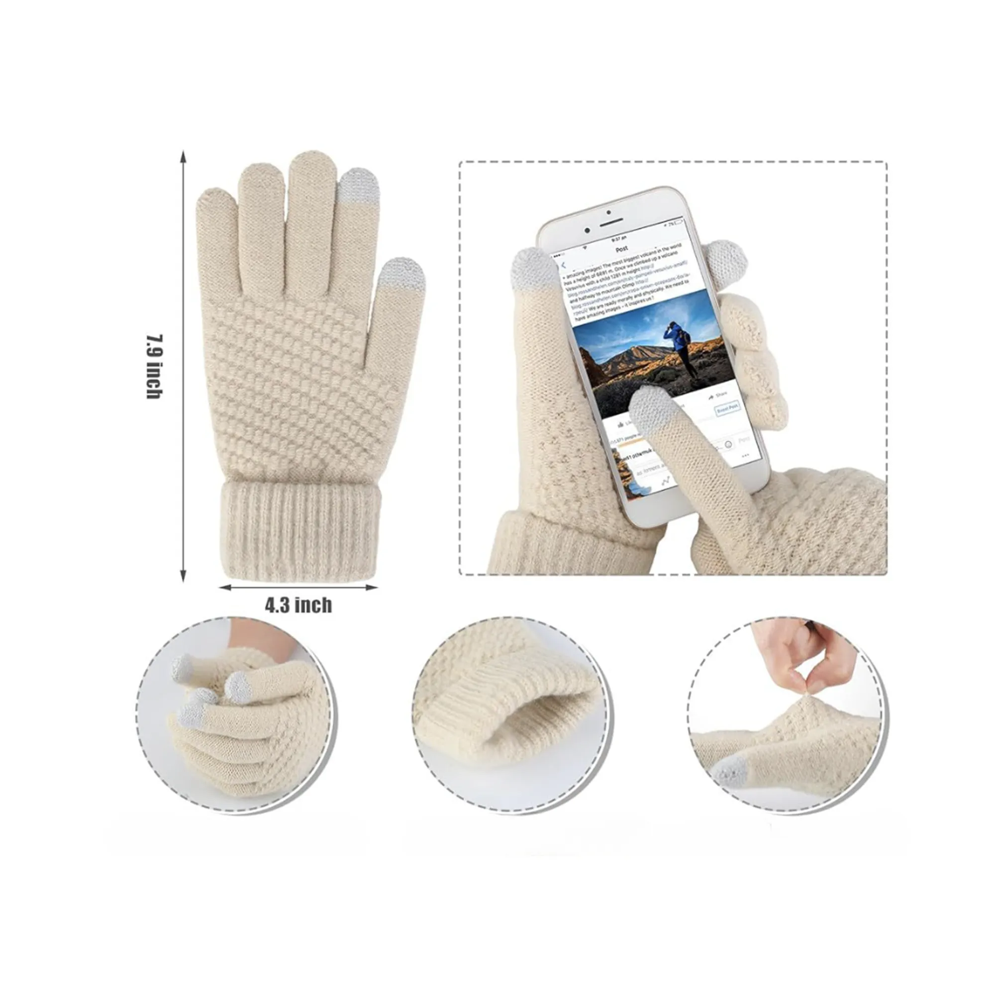 Three Piece Set Of Warm Gloves Hat And Scarf 2