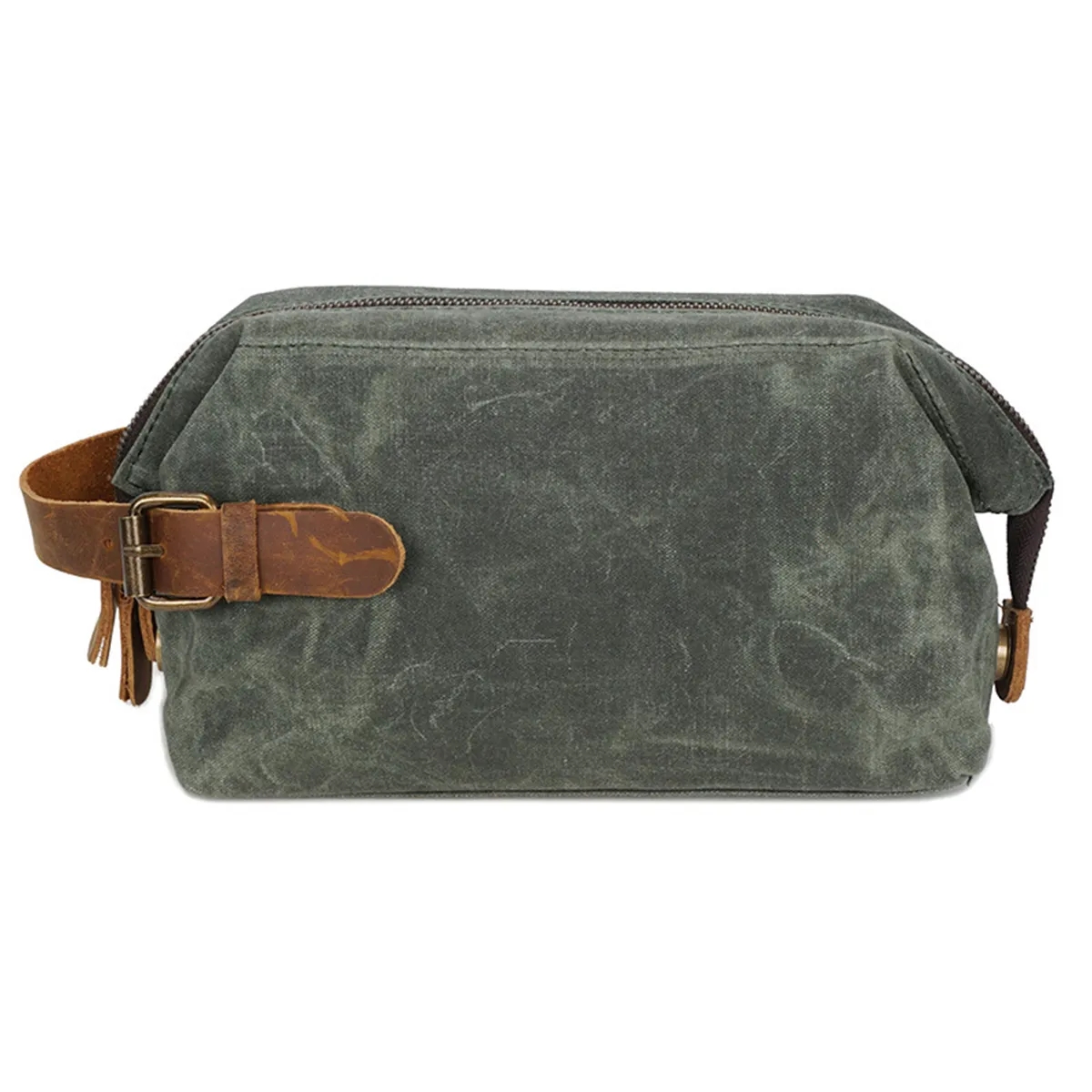 Waxed Canvas Travel Toiletry Kit Bag With Hand 2