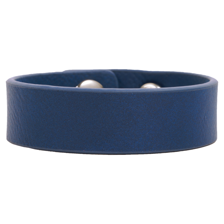8 1/2" x 3/4" Blue/Black Leatherette Youth Cuff Bracelet 2