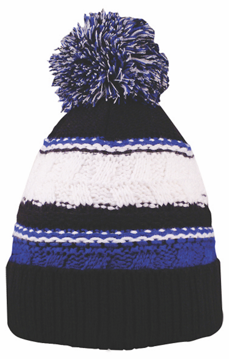 Striped Team Pom Beanie 3