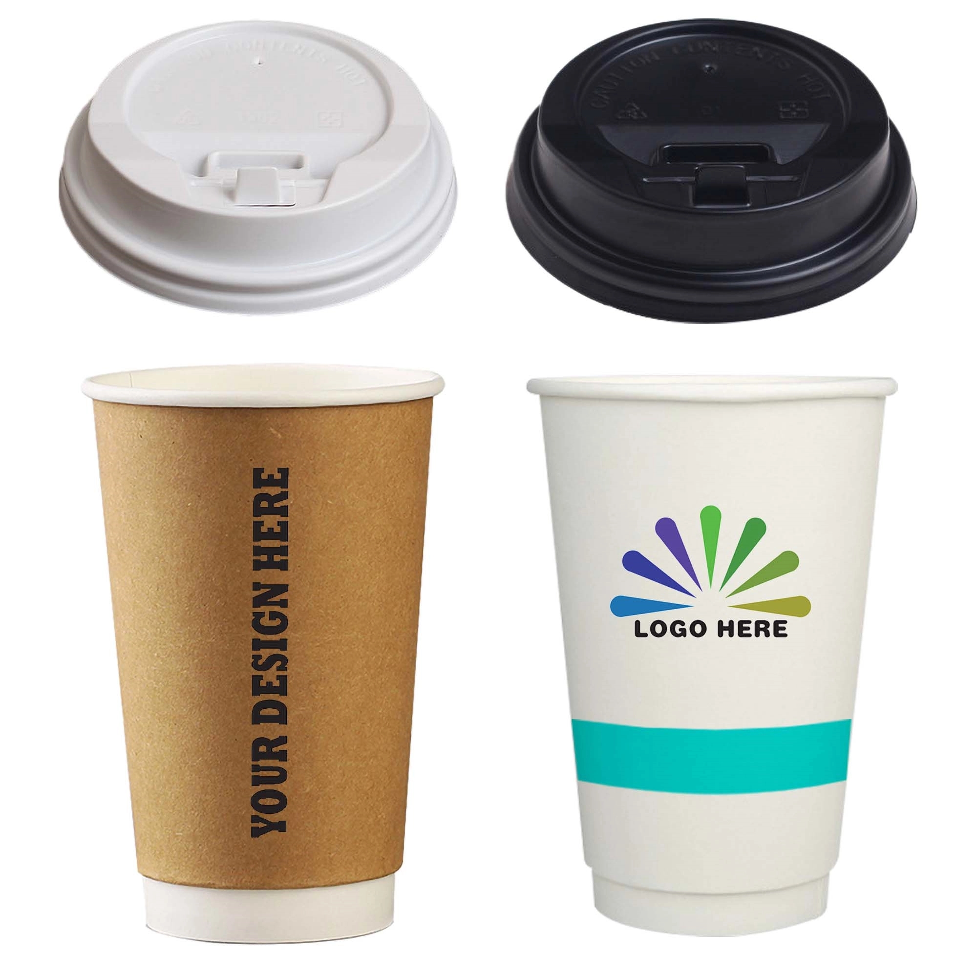 16 Oz Disposable Double-wall Paper Coffee Cup With Lids 9