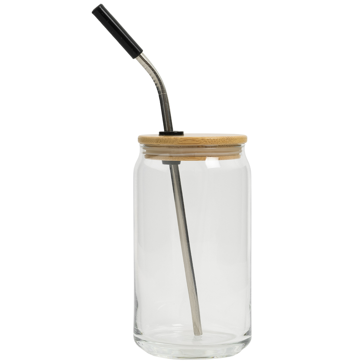 16 Oz. Full Color Can Glass With Bamboo Lid 2