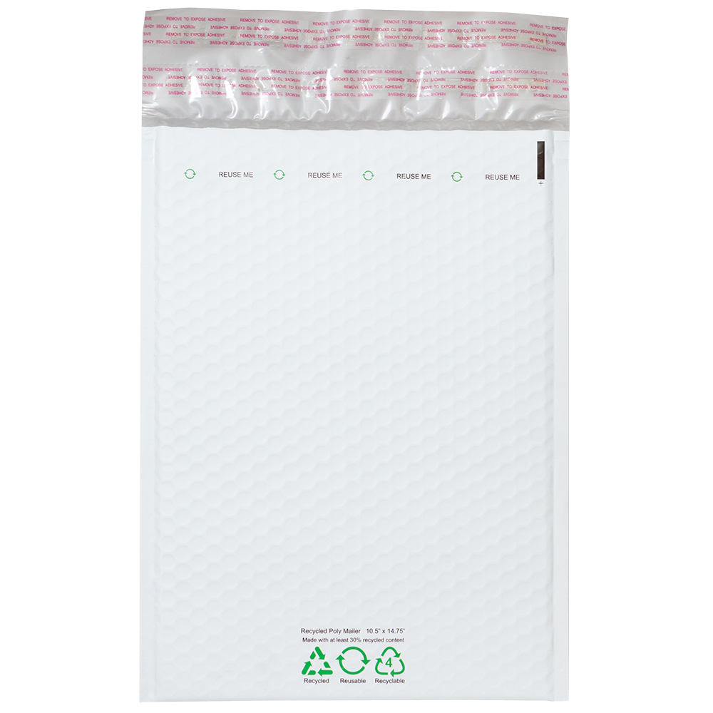 White Bubble Mailer - 100% Recyclable, 30% Recycled Material 2