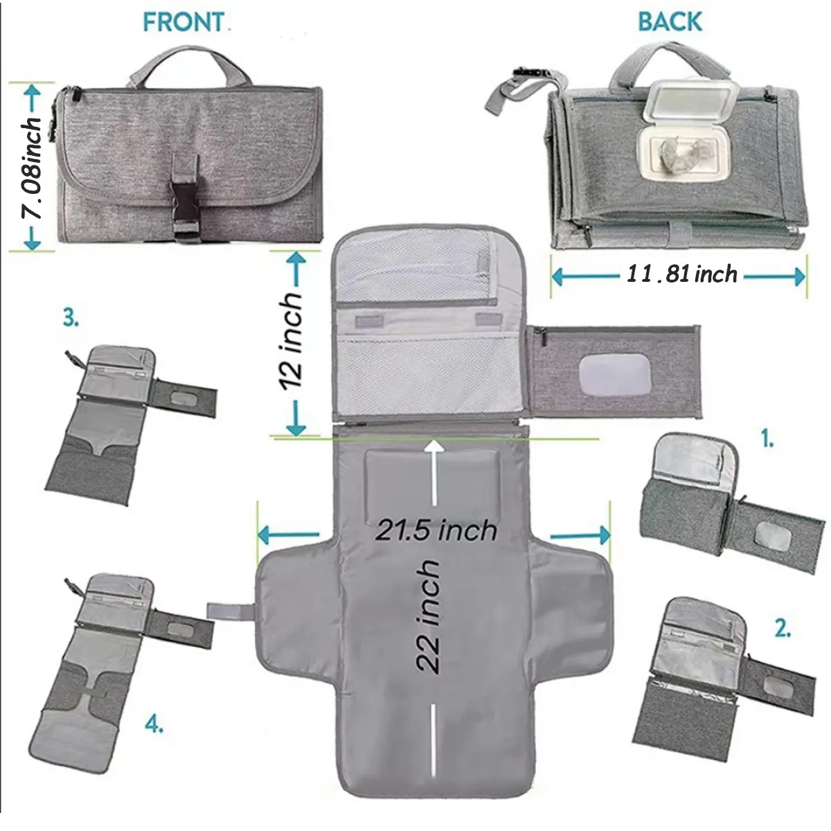 Portable Waterproof Baby Diaper Changing Pad Handbag 6