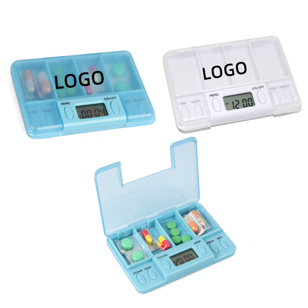 4-Compartment Transparent Pillbox W/ Alarm 2