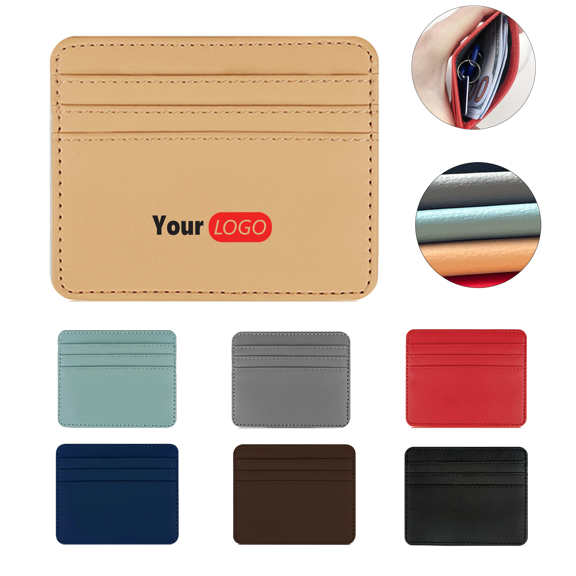 PU Leather Solid Color Card Case MOQ 50 2