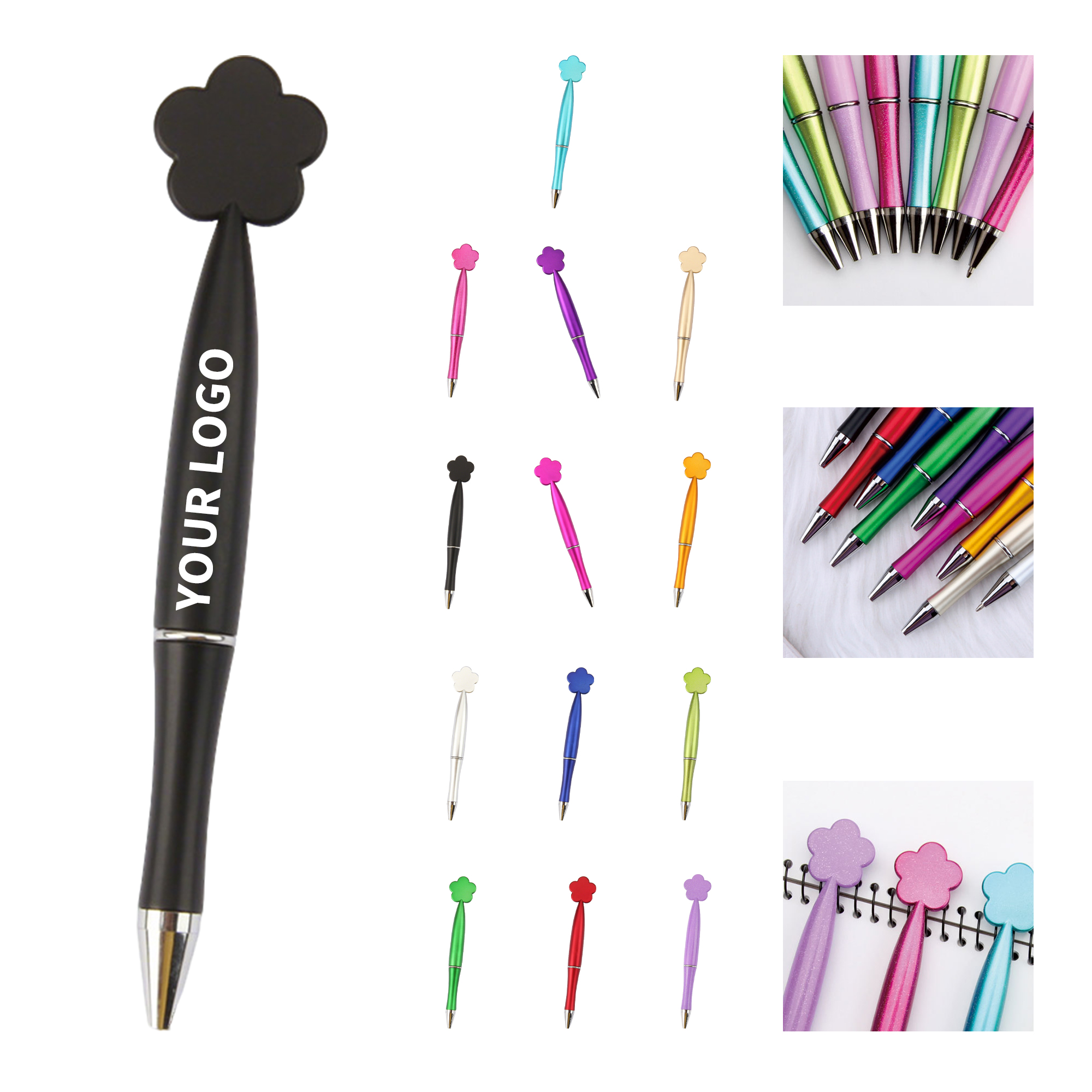 Flower Style Roller Ball Pen 5.28" Length X 0.43" Width 2
