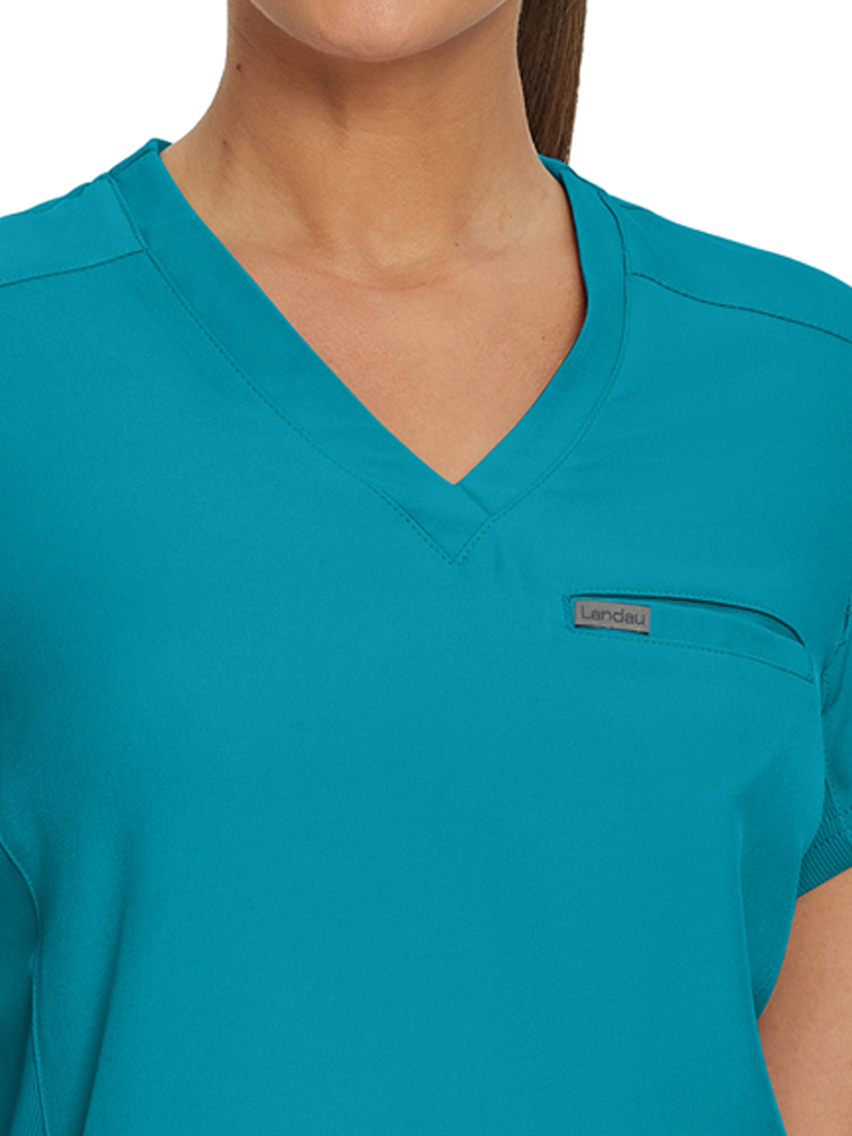 Landau - Forward - Women's Two-Pocket Shirttail Hemline V-Neck Top 45