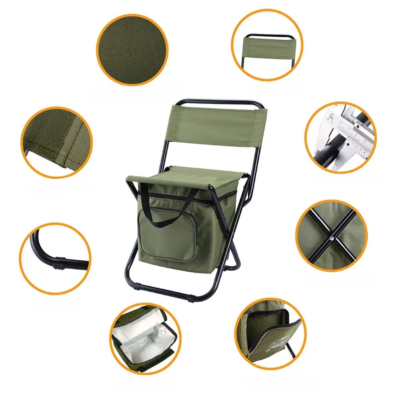 3-in-1 Portable Folding Chair Insulated Ice Bag and Backrest 5