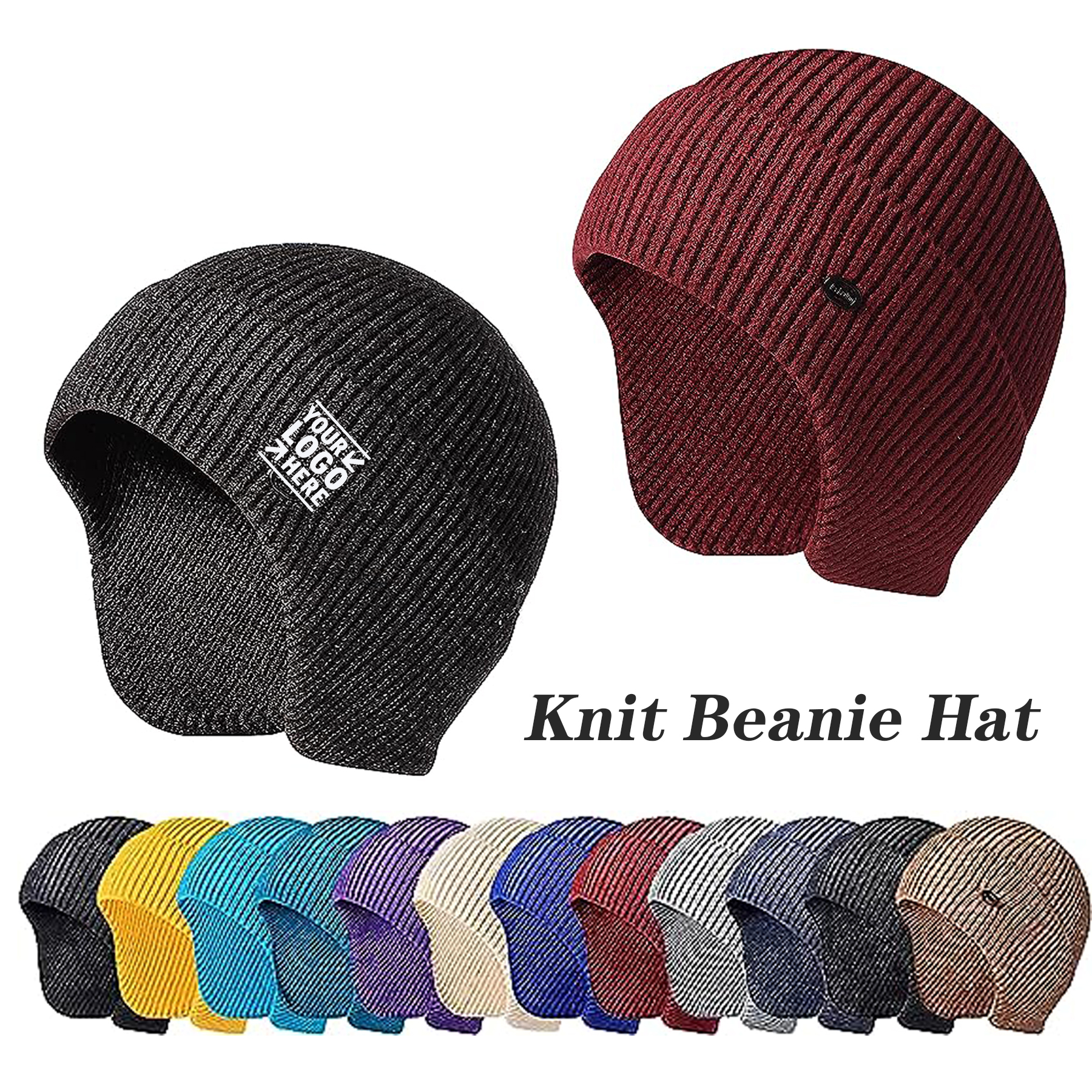 Men Women Warm Daily Headwear Ear Covers Winter Knit Beanie Hat 2