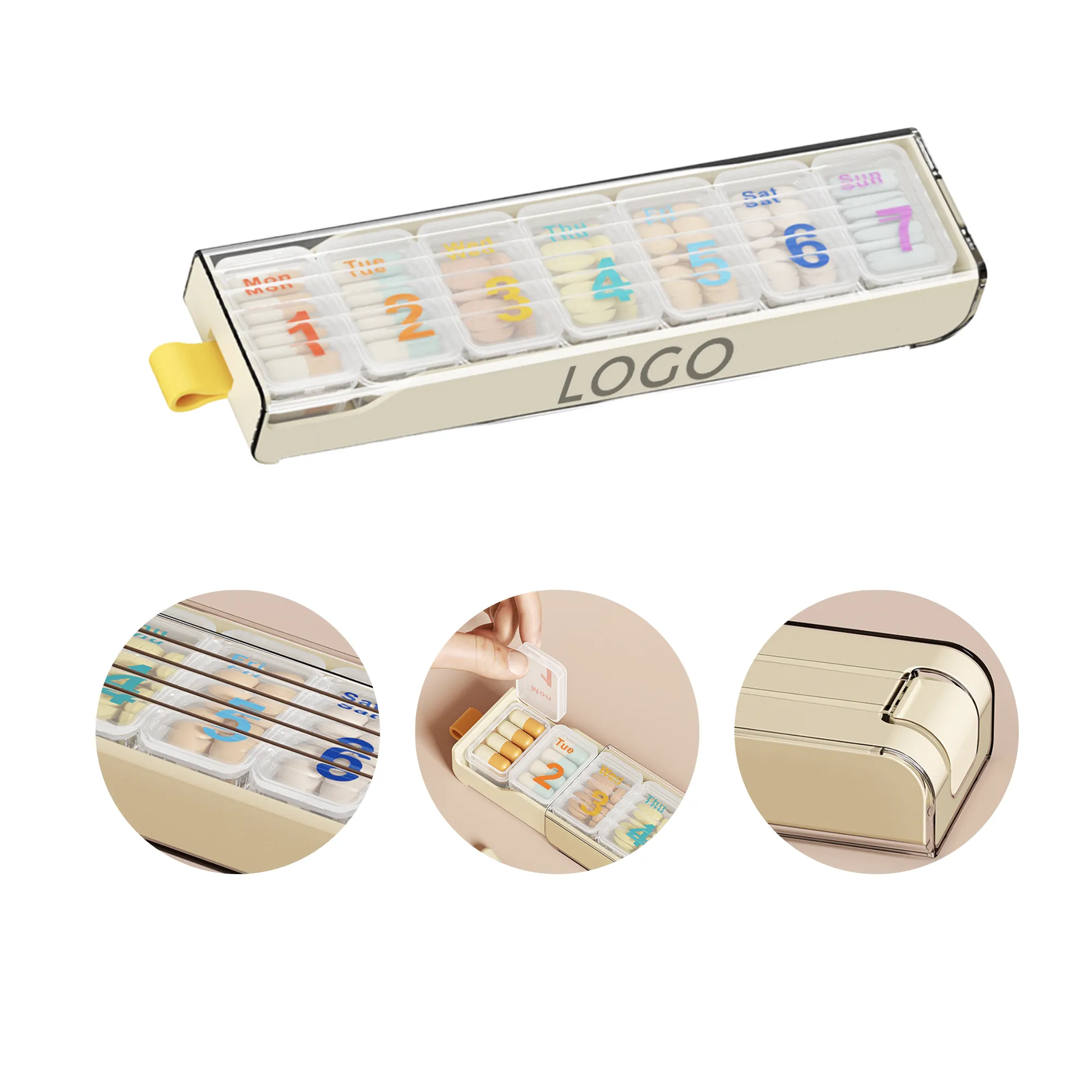 MOQ 10 PCS 7 compartment medicine dispensing box 2