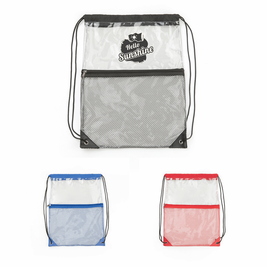ClearPass Drawstring Bag w/ Zipper Front Pocket 2