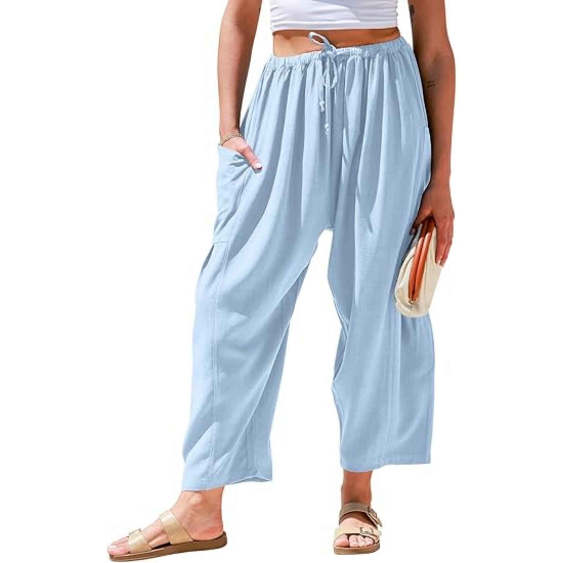Women Linen Wide Leg Pants 14