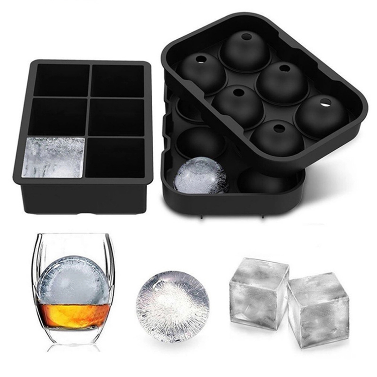 Ice Cube Trays Silicone Square Sphere Mold 6