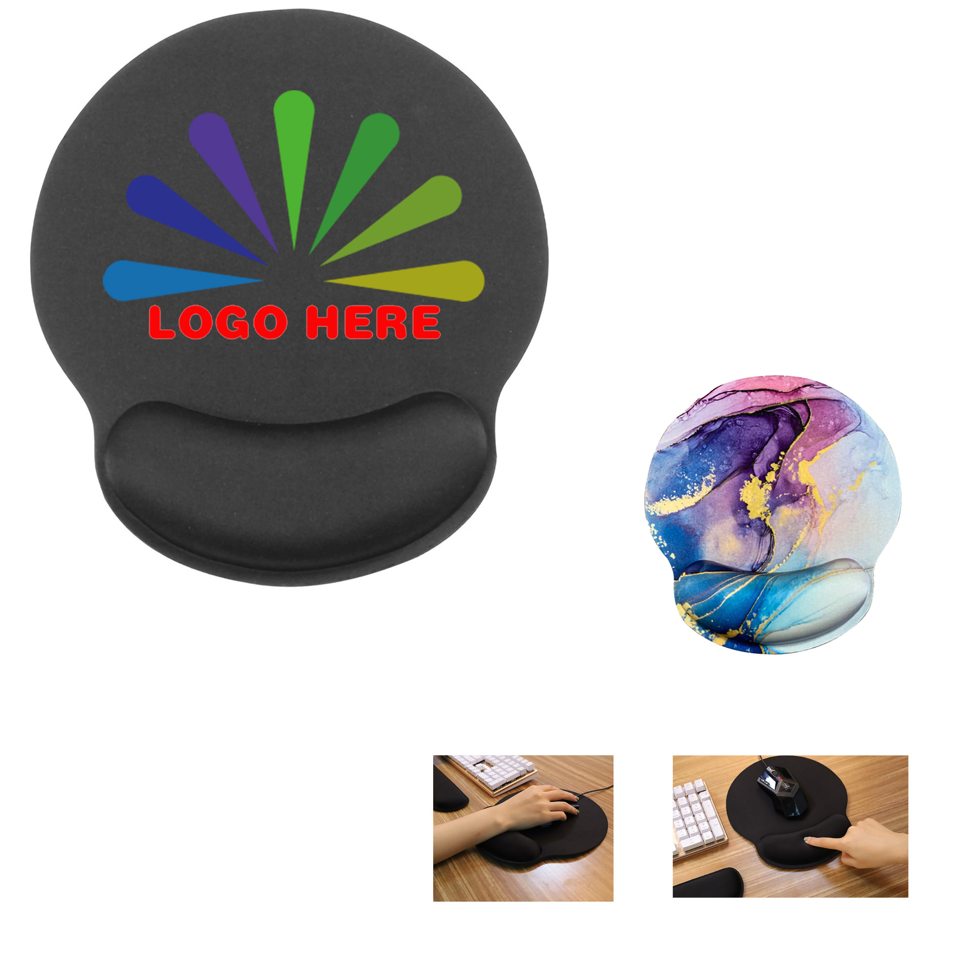 Memory Foam Full Color Mouse Pad with Wrist Support 2