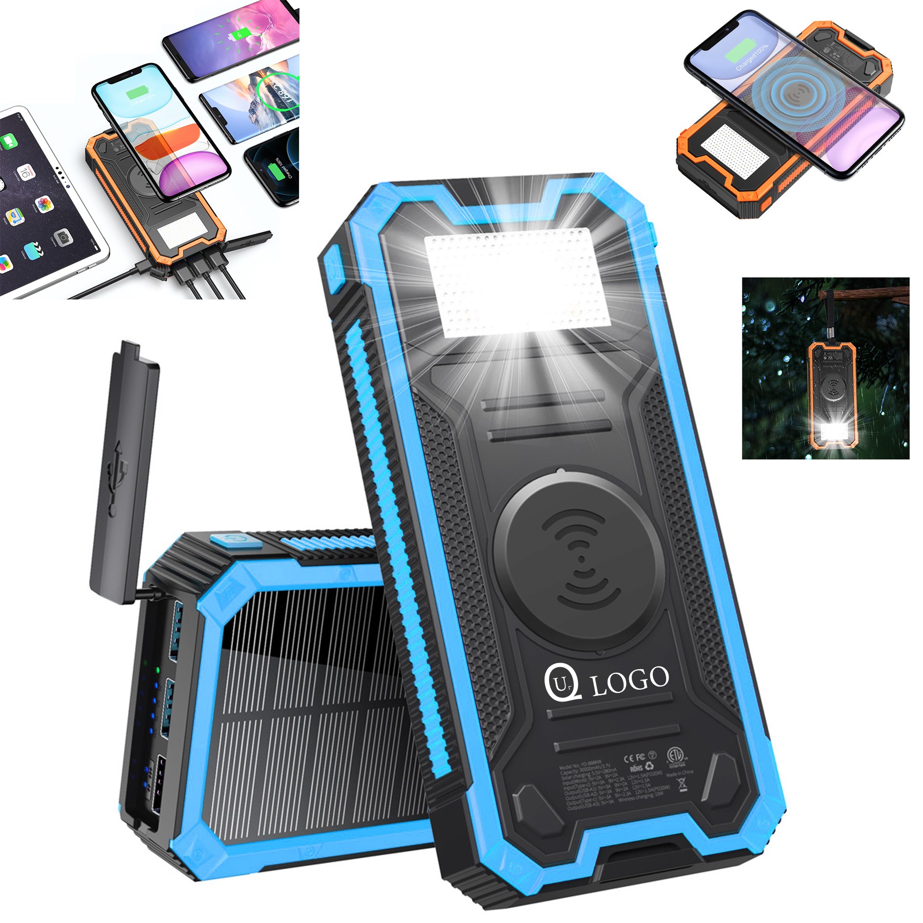 20000Mah Solar Power Bank Flashlight