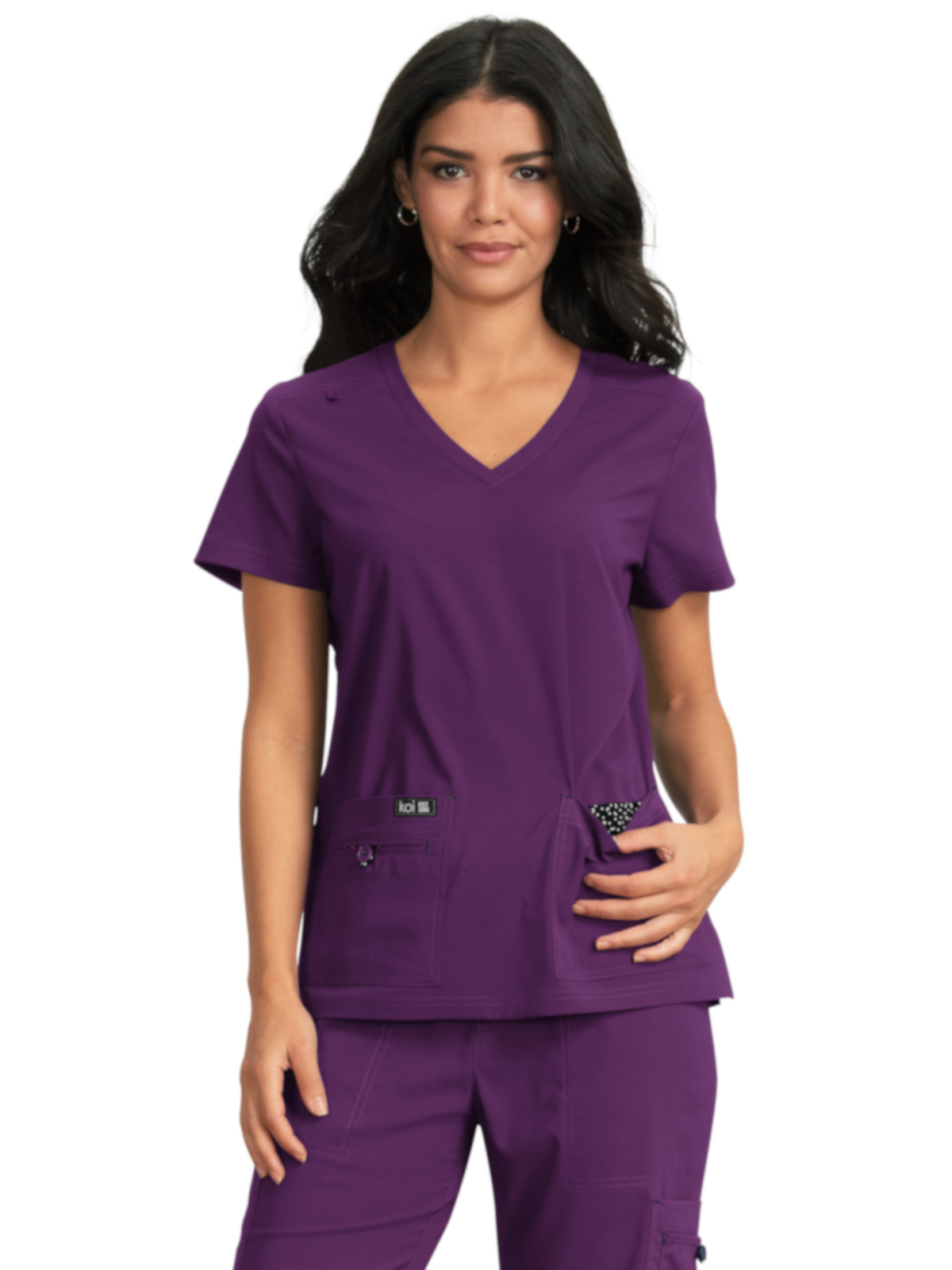 koi - Basics - Women's Four-Pocket Stretch V-Neck Becca Top 36