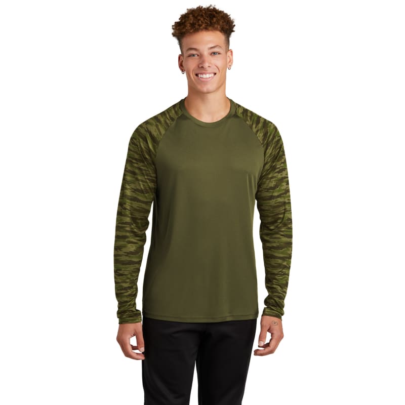 Sport-Tek Drift Camo Colorblock Long Sleeve Tee 7