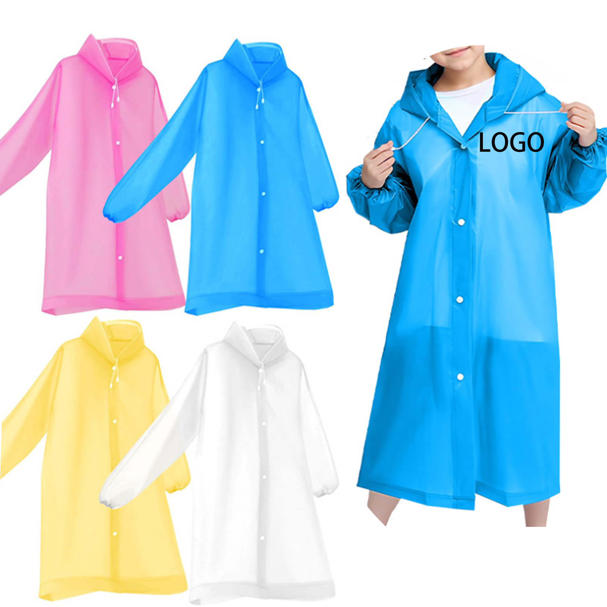 Outdoors Children Playing Eva Poncho Raincoat 2