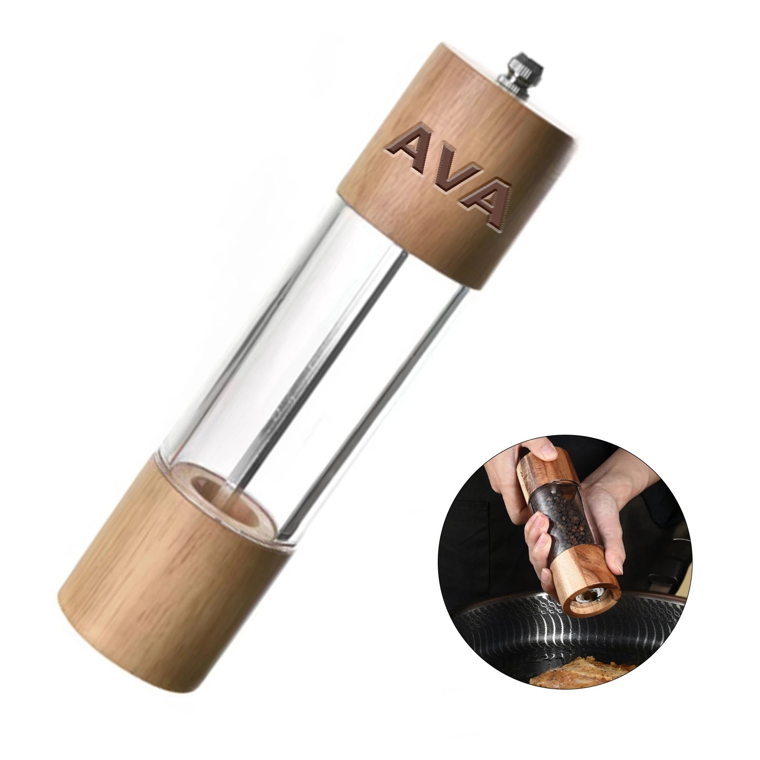 Acrylic Manual Grinder Pepper Mill 3