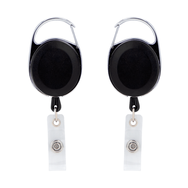 Oval Metal Retractable Badge Reel with Carabiner 2