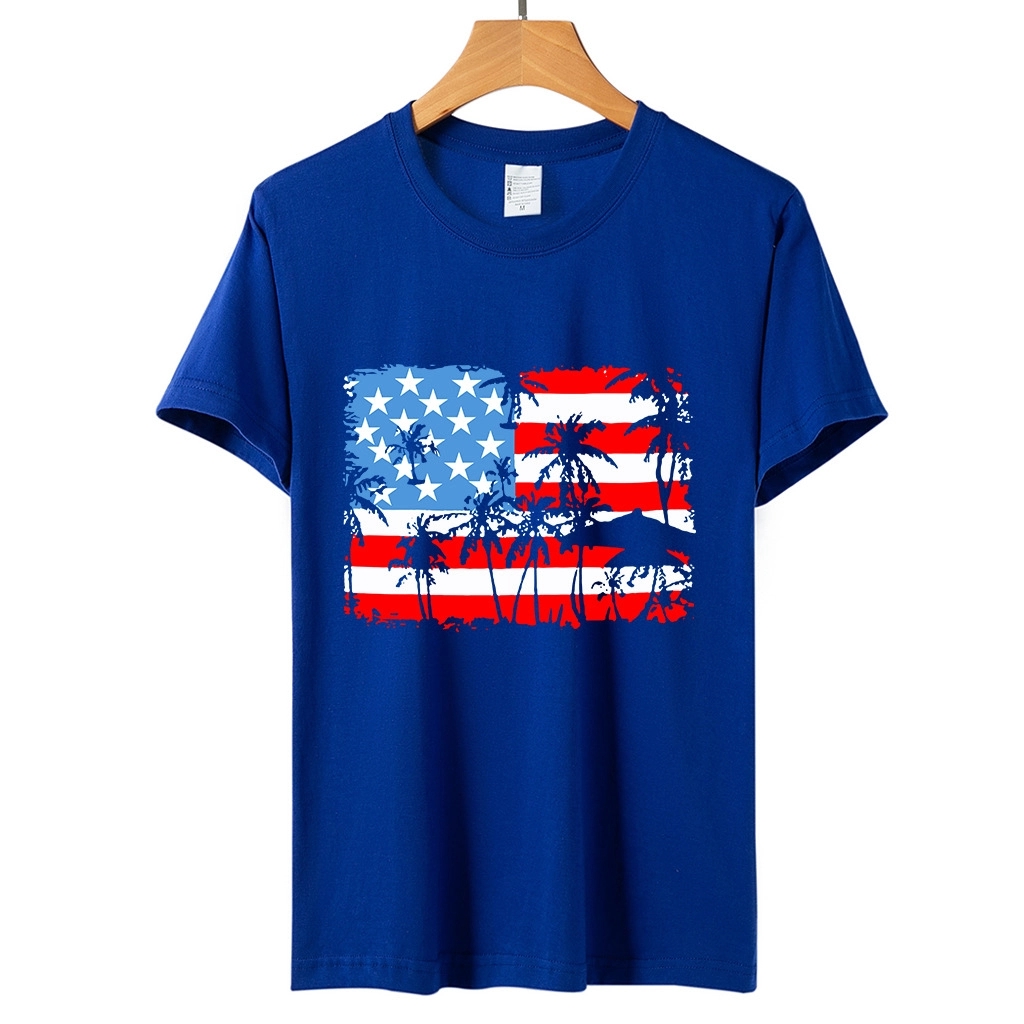 Women American Flag Graphic Short Sleeve Round Neck T-shirt 2