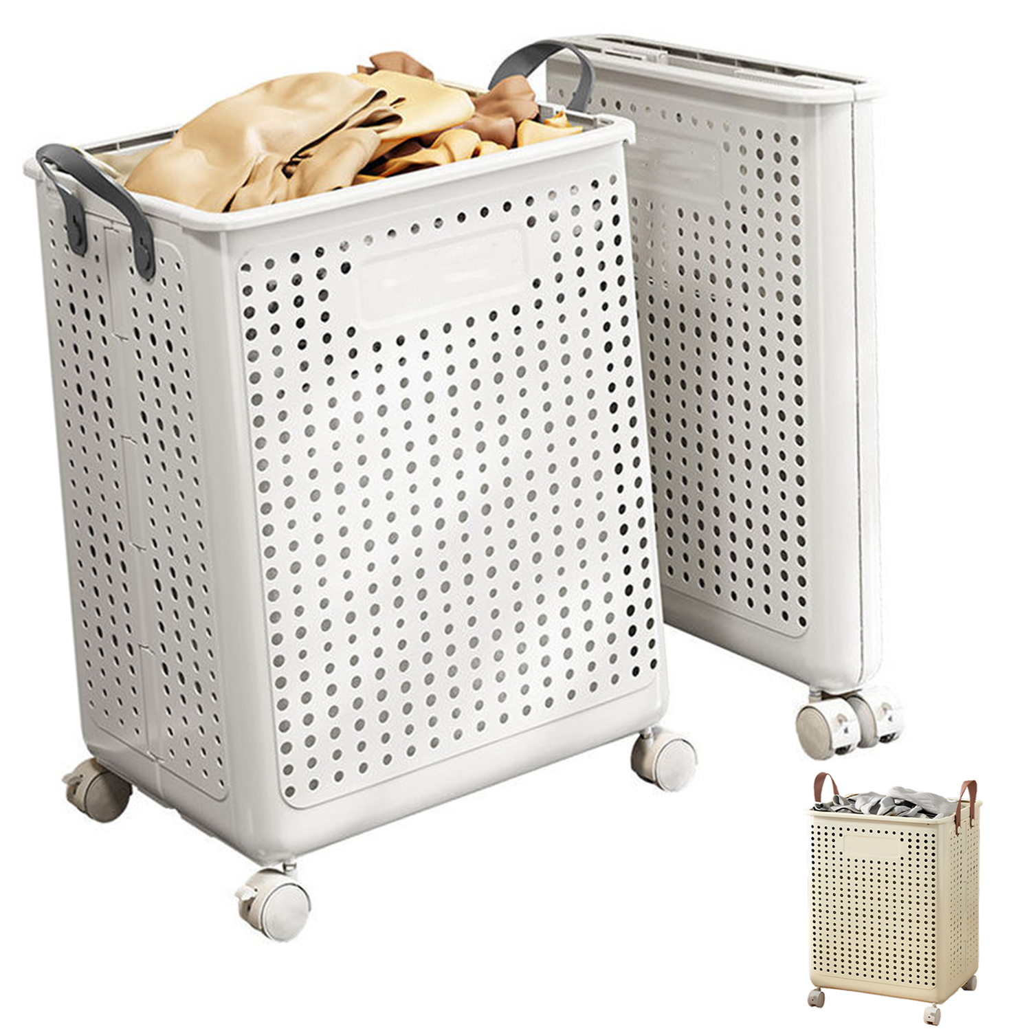 Large Capacity Foldable Laundry Basket w/ Wheels 15
