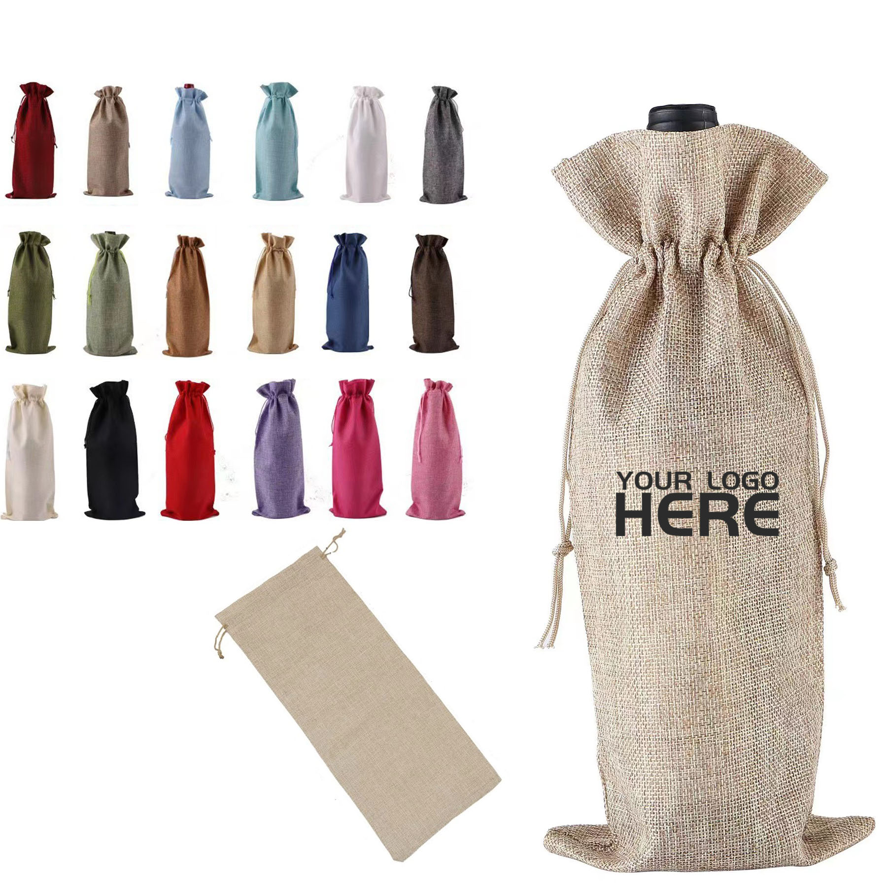 Jute Wine Bag With Drawstring 2